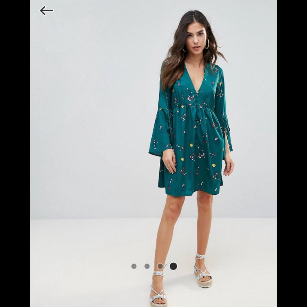 Teal Influence Dress with Flare Sleeves, US 6